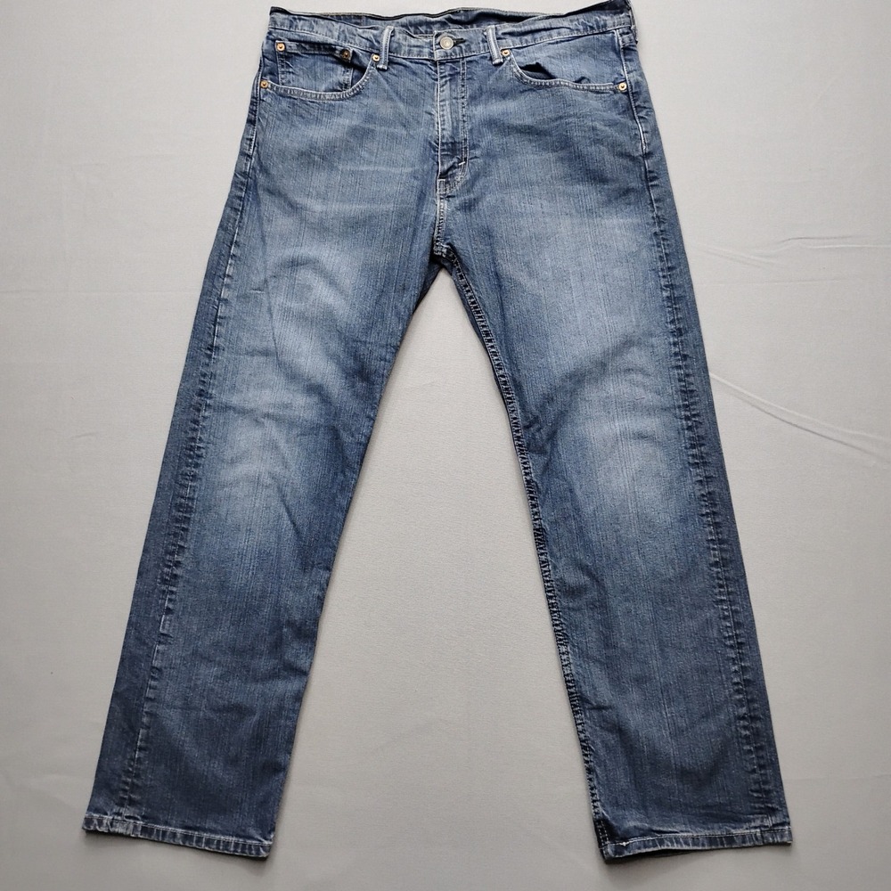 Levis 505 Regular Fit Mens Blue Jeans Medium Wash 36x30